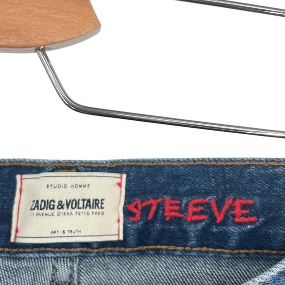 Zadig & Voltaire Steeve‎ Jeans Pants Denim Eco Medium Blue Wash Size 33 - Picture 12 of 14
